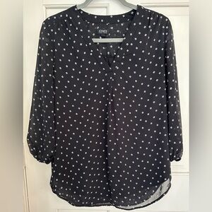 Jones New York Black and White Patterned Blouse